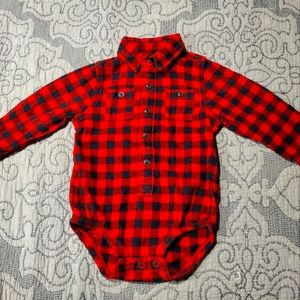 2T Flannel Long Sleeve Plaid Bodysuit